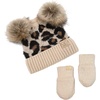image:imageFunky Junque Baby Double Faux Fur Pom Pom Beanie amp Mittens Set  Newborn Infant 09 Months Winter Hat with Soft Lined MittensLeopard Beige 09 Months