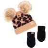 image:imageFunky Junque Baby Double Faux Fur Pom Pom Beanie amp Mittens Set  Newborn Infant 09 Months Winter Hat with Soft Lined MittensLeopard Latte 09 Months