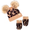 image:imageFunky Junque Baby Double Faux Fur Pom Pom Beanie amp Mittens Set  Newborn Infant 09 Months Winter Hat with Soft Lined MittensLeopard Latte W Leopard Mittens 09 Months