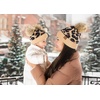 image:imageFunky Junque Baby Double Faux Fur Pom Pom Beanie amp Mittens Set  Newborn Infant 09 Months Winter Hat with Soft Lined MittensLeopard Latte W Leopard Mittens 09 Months