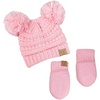 image:imageFunky Junque Baby Double Faux Fur Pom Pom Beanie amp Mittens Set  Newborn Infant 09 Months Winter Hat with Soft Lined MittensPale Pink 09 Months
