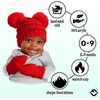 image:imageFunky Junque Baby Double Faux Fur Pom Pom Beanie amp Mittens Set  Newborn Infant 09 Months Winter Hat with Soft Lined MittensRed 09 Months