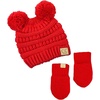 image:imageFunky Junque Baby Double Faux Fur Pom Pom Beanie amp Mittens Set  Newborn Infant 09 Months Winter Hat with Soft Lined MittensRed 09 Months
