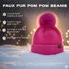 image:imageFunky Junque Beanie for Women Ultra Soft Chenille Faux Fur Pom Pom Winter Hats Warm Ski Cap FashionHot Pink