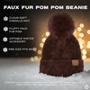 image:imageFunky Junque Beanie for Women Ultra Soft Chenille Faux Fur Pom Pom Winter Hats Warm Ski Cap FashionTerry Chenille  Brown