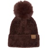 image:imageFunky Junque Beanie for Women Ultra Soft Chenille Faux Fur Pom Pom Winter Hats Warm Ski Cap FashionTerry Chenille  Brown