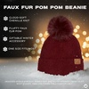 image:imageFunky Junque Beanie for Women Ultra Soft Chenille Faux Fur Pom Pom Winter Hats Warm Ski Cap FashionTerry Chenille  Burgundy