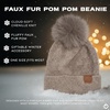image:imageFunky Junque Beanie for Women Ultra Soft Chenille Faux Fur Pom Pom Winter Hats Warm Ski Cap FashionTerry Chenille  Light Grey