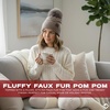 image:imageFunky Junque Beanie for Women Ultra Soft Chenille Faux Fur Pom Pom Winter Hats Warm Ski Cap FashionTerry Chenille  Light Grey