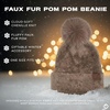 image:imageFunky Junque Beanie for Women Ultra Soft Chenille Faux Fur Pom Pom Winter Hats Warm Ski Cap FashionTerry Chenille  Taupe