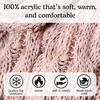 image:imageFunky Junque Confetti Knit Beanie for Women  Colorful Slouchy Cute Beanies Cable Knitted Womens Winter Hats Cozy FashionIndi Pink Faux Fur Pom