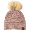 image:imageFunky Junque Confetti Knit Beanie for Women  Colorful Slouchy Cute Beanies Cable Knitted Womens Winter Hats Cozy FashionIndi Pink Faux Fur Pom