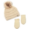 image:imageFunky Junque Cozy Infant Pom Pom Beanie amp Fleece Lined Mitten Winter SetBeige Faux Fur Pom 09 Mo