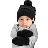 image:imageFunky Junque Cozy Infant Pom Pom Beanie amp Fleece Lined Mitten Winter SetBlack String Pom 09 Mo