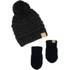 image:imageFunky Junque Cozy Infant Pom Pom Beanie amp Fleece Lined Mitten Winter SetBlack String Pom 09 Mo