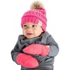 image:imageFunky Junque Cozy Infant Pom Pom Beanie amp Fleece Lined Mitten Winter SetCandy Pink Faux Fur Pom 09 Mo