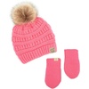 image:imageFunky Junque Cozy Infant Pom Pom Beanie amp Fleece Lined Mitten Winter SetCandy Pink Faux Fur Pom 09 Mo