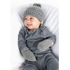 image:imageFunky Junque Cozy Infant Pom Pom Beanie amp Fleece Lined Mitten Winter SetHeather Grey String Pom 09 Mo