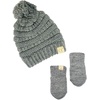 image:imageFunky Junque Cozy Infant Pom Pom Beanie amp Fleece Lined Mitten Winter SetHeather Grey String Pom 09 Mo