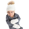 image:imageFunky Junque Cozy Infant Pom Pom Beanie amp Fleece Lined Mitten Winter SetIvory Faux Fur Pom 09 Mo