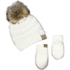 image:imageFunky Junque Cozy Infant Pom Pom Beanie amp Fleece Lined Mitten Winter SetIvory Faux Fur Pom 09 Mo