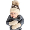 image:imageFunky Junque Cozy Infant Pom Pom Beanie amp Fleece Lined Mitten Winter SetLeopard Beige 09 Mo