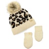 image:imageFunky Junque Cozy Infant Pom Pom Beanie amp Fleece Lined Mitten Winter SetLeopard Beige 09 Mo