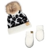 image:imageFunky Junque Cozy Infant Pom Pom Beanie amp Fleece Lined Mitten Winter SetLeopard Ivory 09 Mo