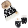 image:imageFunky Junque Cozy Infant Pom Pom Beanie amp Fleece Lined Mitten Winter SetLeopard Ivory W Leopard Mittens 09 Mo