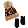 image:imageFunky Junque Cozy Infant Pom Pom Beanie amp Fleece Lined Mitten Winter SetLeopard Latte 09 Mo