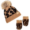 image:imageFunky Junque Cozy Infant Pom Pom Beanie amp Fleece Lined Mitten Winter SetLeopard Latte W Leopard Mittens 09 Mo