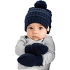 image:imageFunky Junque Cozy Infant Pom Pom Beanie amp Fleece Lined Mitten Winter SetNavy String Pom 09 Mo
