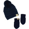 image:imageFunky Junque Cozy Infant Pom Pom Beanie amp Fleece Lined Mitten Winter SetNavy String Pom 09 Mo