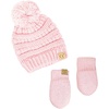 image:imageFunky Junque Cozy Infant Pom Pom Beanie amp Fleece Lined Mitten Winter SetPale Pink String Pom 09 Mo