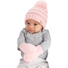 image:imageFunky Junque Cozy Infant Pom Pom Beanie amp Fleece Lined Mitten Winter SetPale Pink String Pom 09 Mo
