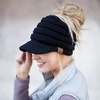image:imageFunky Junque Exclusives Ponytail Beanie for Women  Cable Knit Womens Winter Hat High Pony Tail Running BeaniesBlack  Brim Cap