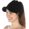 image:imageFunky Junque Exclusives Ponytail Beanie for Women  Cable Knit Womens Winter Hat High Pony Tail Running BeaniesBlack  Brim Cap