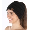 image:imageFunky Junque Exclusives Ponytail Beanie for Women  Cable Knit Womens Winter Hat High Pony Tail Running BeaniesBlack