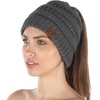 image:imageFunky Junque Exclusives Ponytail Beanie for Women  Cable Knit Womens Winter Hat High Pony Tail Running BeaniesCharcoal