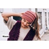 image:imageFunky Junque Exclusives Ponytail Beanie for Women  Cable Knit Womens Winter Hat High Pony Tail Running BeaniesDove Grey  Confetti