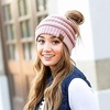 image:imageFunky Junque Exclusives Ponytail Beanie for Women  Cable Knit Womens Winter Hat High Pony Tail Running BeaniesIndi Pink