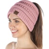 image:imageFunky Junque Exclusives Ponytail Beanie for Women  Cable Knit Womens Winter Hat High Pony Tail Running BeaniesIndi Pink