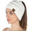 image:imageFunky Junque Exclusives Ponytail Beanie for Women  Cable Knit Womens Winter Hat High Pony Tail Running BeaniesIvory