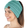 image:imageFunky Junque Exclusives Ponytail Beanie for Women  Cable Knit Womens Winter Hat High Pony Tail Running BeaniesMint