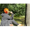 image:imageFunky Junque Exclusives Ponytail Beanie for Women  Cable Knit Womens Winter Hat High Pony Tail Running BeaniesNeon Orange