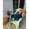 image:imageFunky Junque Exclusives Ponytail Beanie for Women  Cable Knit Womens Winter Hat High Pony Tail Running BeaniesNeon Orange