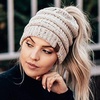 image:imageFunky Junque Exclusives Ponytail Beanie for Women  Cable Knit Womens Winter Hat High Pony Tail Running BeaniesOatmeal  Confetti
