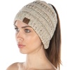 image:imageFunky Junque Exclusives Ponytail Beanie for Women  Cable Knit Womens Winter Hat High Pony Tail Running BeaniesOatmeal  Confetti