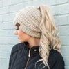 image:imageFunky Junque Exclusives Ponytail Beanie for Women  Cable Knit Womens Winter Hat High Pony Tail Running BeaniesOatmeal  Confetti