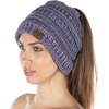 image:imageFunky Junque Exclusives Ponytail Beanie for Women  Cable Knit Womens Winter Hat High Pony Tail Running BeaniesPurple  Navy  Dark Denim  Beige  4 Tone Mix